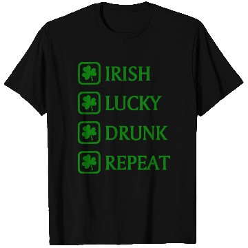 Discover Irish Lucky Drunk Repeat T Shirts
