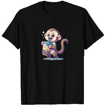 Discover Kawaii Bubble Tea Boba Cappuccino Monkey T Shirts