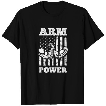 Discover Arm Wrestling US Flag Arm Wrestler Arm Power T Shirts
