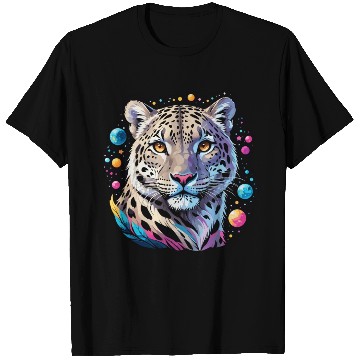 Discover Cosmic Leopard Portrait in Space T Shirts