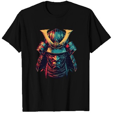 Discover Samurai Shadow - Warrior's Armor in Neon Glow T Shirts