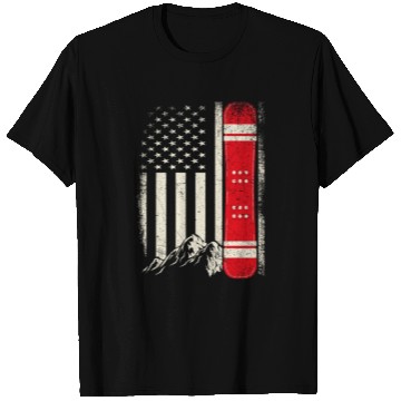 Discover Snowboarding 4th of July Distressed USA Flag T Shirts