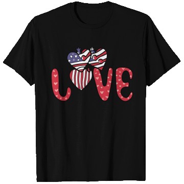 Discover Flag Patriotic Lover Red Hearts US American T Shirts