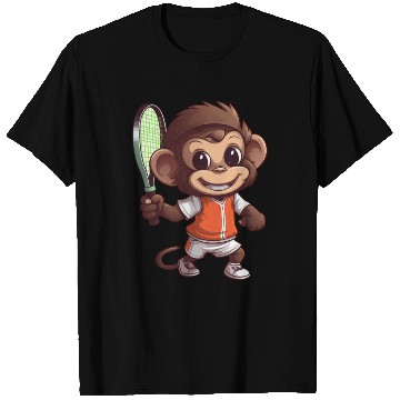 Discover Monkeys in Tennis and Badminton Duel - Hilarious T Shirts