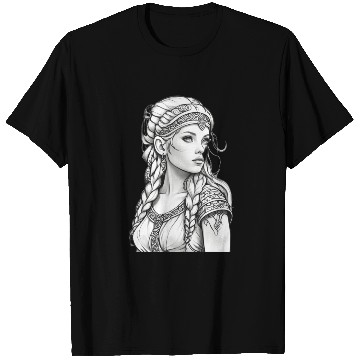 Discover Viking female hairstyles grayscale T Shirts