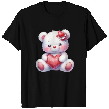 Discover White Teddy Bear Love Valentine's Day Red Heart T Shirts