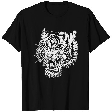 Discover Dark Angry Tiger Sideview T Shirts