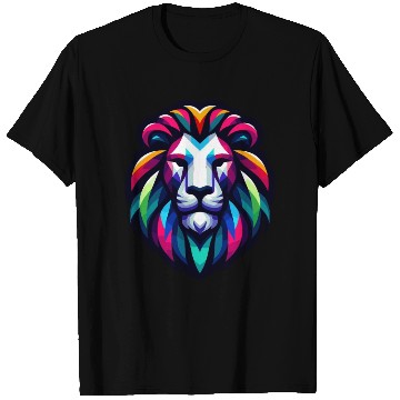 Discover Vibrant Spectrum Lion - Abstract Wildlife Majesty T Shirts
