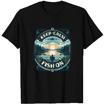 Discover Serene Fisherman's Sunrise - Keep Calm and Fish On T Shirts