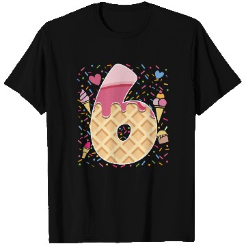 Discover Ice Cream Number Six Art Design 6th Birthday Kids  T Shirts