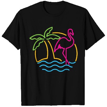 Discover 80s Vintage Miami Retro Neon Pink Flamingo T Shirts