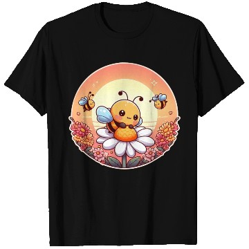 Discover cute kawaii bee on flower T Shirts