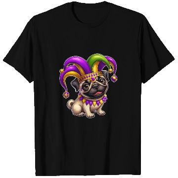 Discover Mardi Gras Pug with Jester Hat T Shirts
