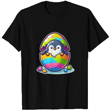 Discover Penguin hatches from colorful Easter egg T Shirts
