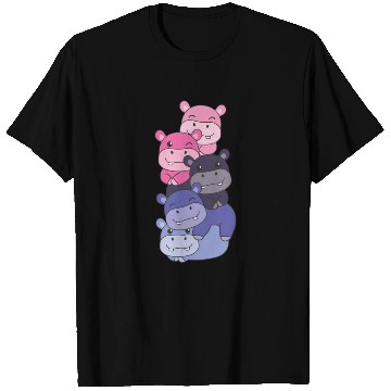 Discover Omnisexual Flag Pride Lgbtq Cute Hippo Stack T Shirts