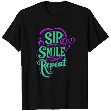Discover typography T Shirts design Sip Smile Repeat