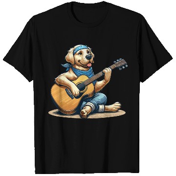Discover Golden Retriever playing Guitar T Shirts