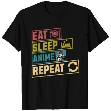 Discover Eat sleep anime repeat hobby T Shirts