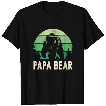 Discover Papa Bear Forest Green Retro Mens T Shirts