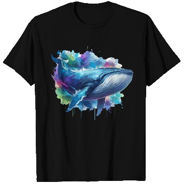 Discover Blue Whale Colourful background T Shirts