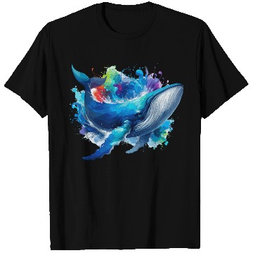 Discover Blue Whale Colourful background T Shirts