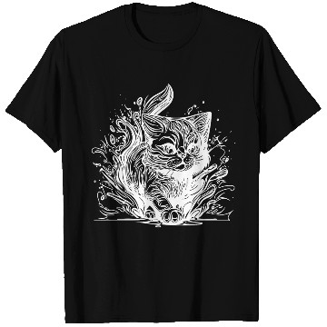 Discover Cute Little House Cat In Tattoo Style T Shirts
