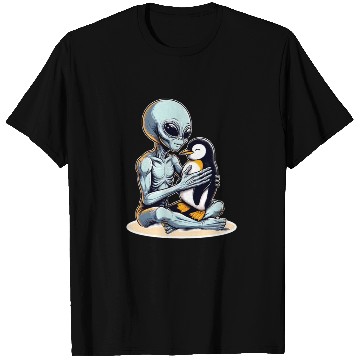 Discover Alien Embracing Penguin T Shirts