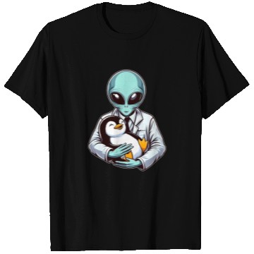 Discover Alien Embracing Penguin T Shirts