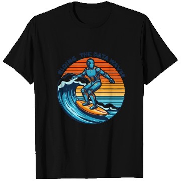 Discover Surfer Robot: Riding the Data Waves T Shirts