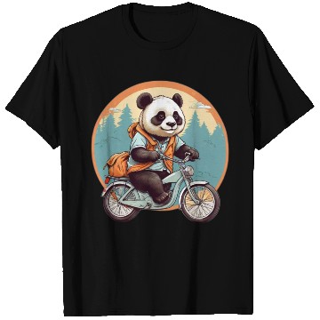 Discover Panda Riding Bicycle T Shirts