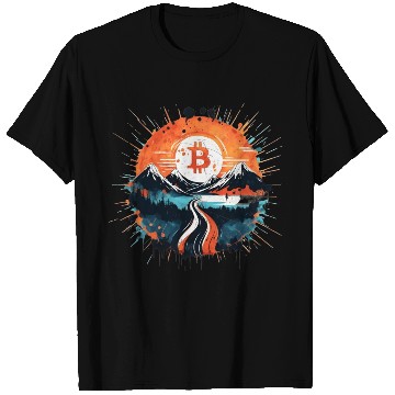 Discover Bitcoin Japonese Ink Sunset Serenity T Shirts