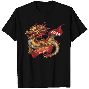 Discover Chinese New Year Dragon: Red Gold Grey White T Shirts