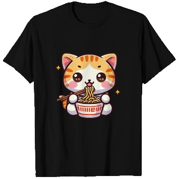 Discover Cute Cat Eating Ramen T Shirts