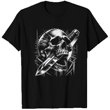 Discover Radiant Edge: Skull with Combat Knife T Shirts