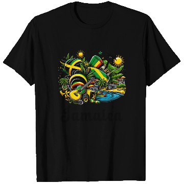 Discover Jamaica Caribbean flag design T Shirts