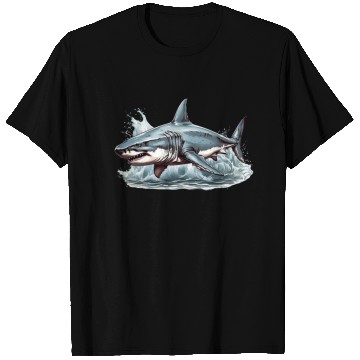 Discover Angry great white shark T Shirts