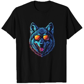 Discover Cool Wolf Face Blue Wolf Wearing Sunglasses T Shirts