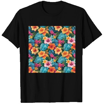 Discover Colorful Tropical Foliage Pattern T Shirts