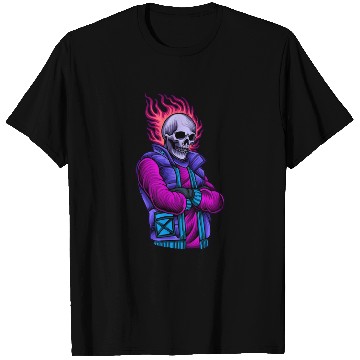 Discover Urban Skeleton With Fire Skull Head T Shirts