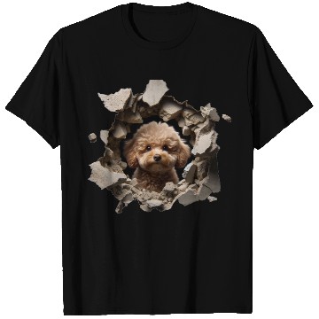 Discover Toy Poodle Peeking Through a Hole T Shirts