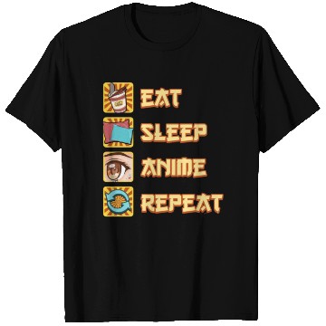 Discover funny eat sleep anime repeat the perfect presents T Shirts