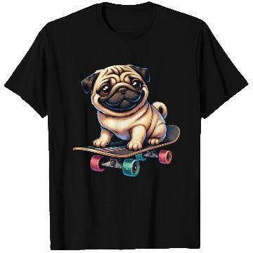 Discover Skateboarding Pug, Dog Skateboarder T Shirts