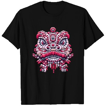 Discover Chinese New Year - Pink Peony Lion Dance Mask T Shirts