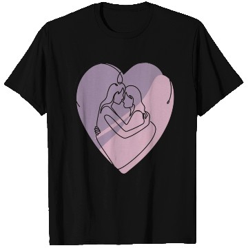 Discover Minimalist Silhouette of Lesbians in Heart T Shirts