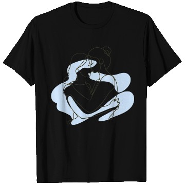 Discover Abstract Line Art Lesbian Couple T Shirts