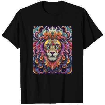 Discover Psychedelic lion illustration vibrant colors T Shirts