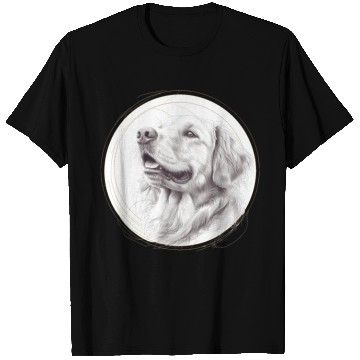 Discover Golden retriever portrait pencil sketch T Shirts