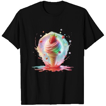 Discover Strawberry Ice Cream with Colorful Luminescence T Shirts