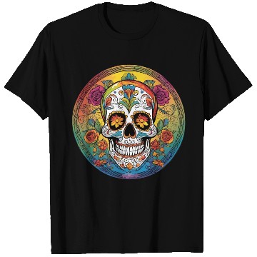 Discover Sugar skull rainbow T Shirts