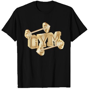 Discover gold dumbbell typography for gym enthusiasts T Shirts